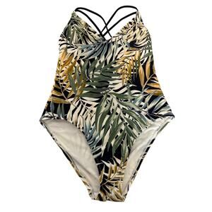 Hurley Women's L Tropical One Piece UPF 50+ Swimsuit Beach Resort Hawaii